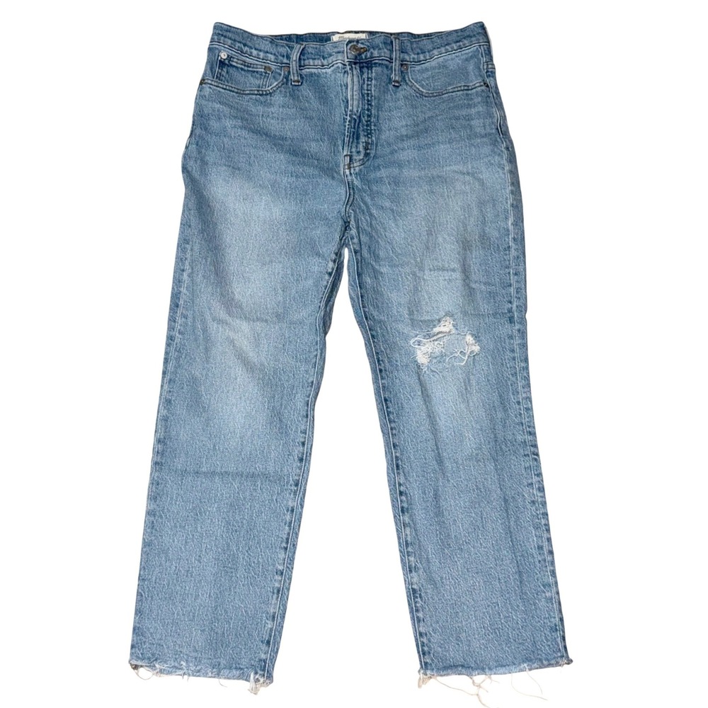 Madewell The Perfect Vintage Jeans Size 32 Distressed Raw Hem Light Wash